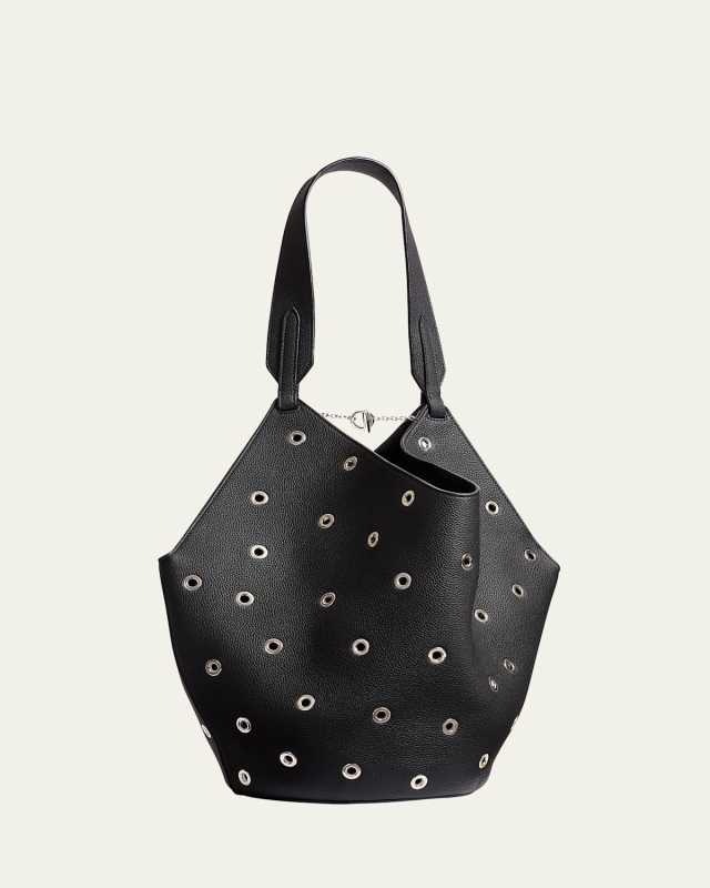 Lotus Small Grommet Calfskin Tote Bag